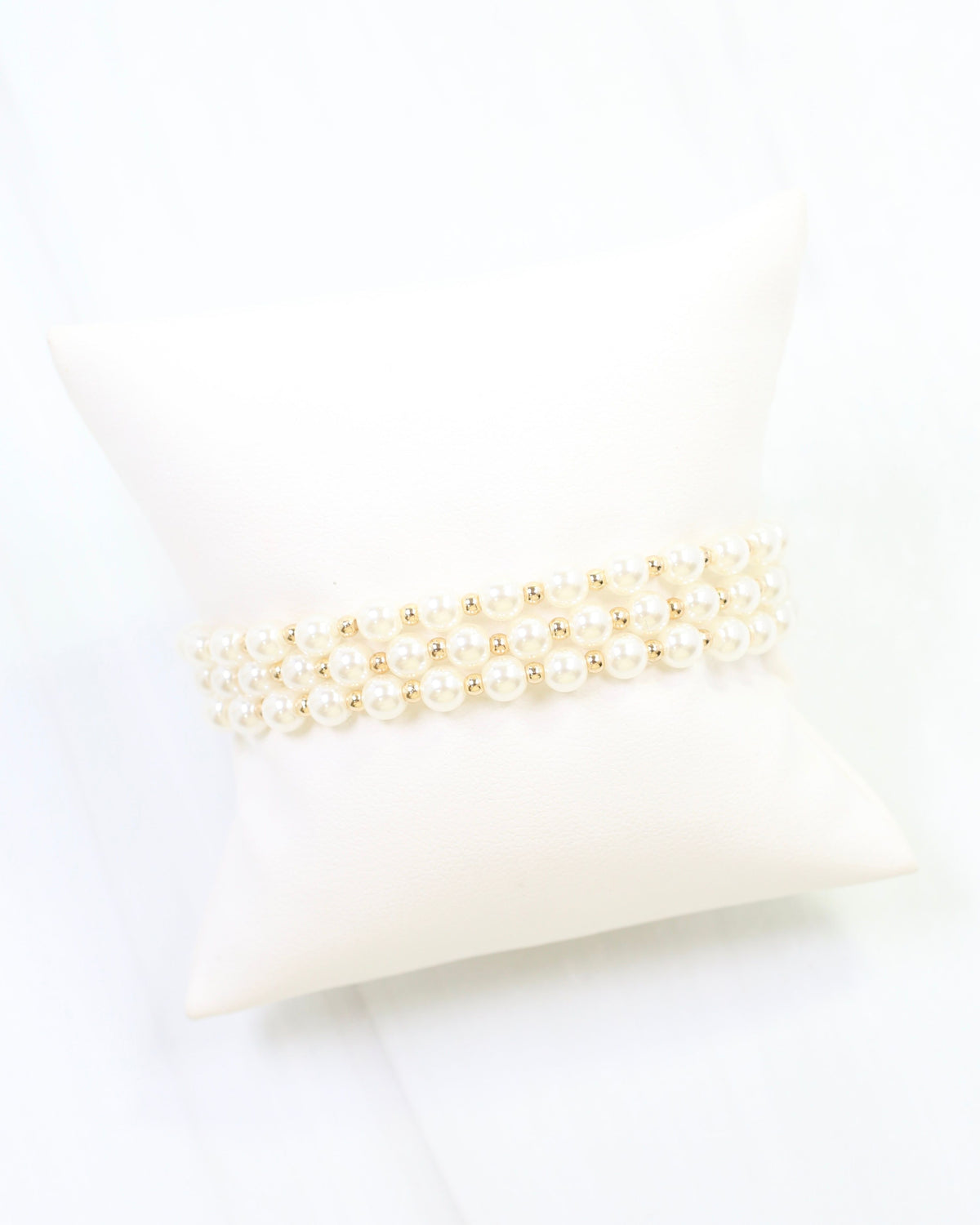 Batten Stretch Pearl Bracelet Set Gold
