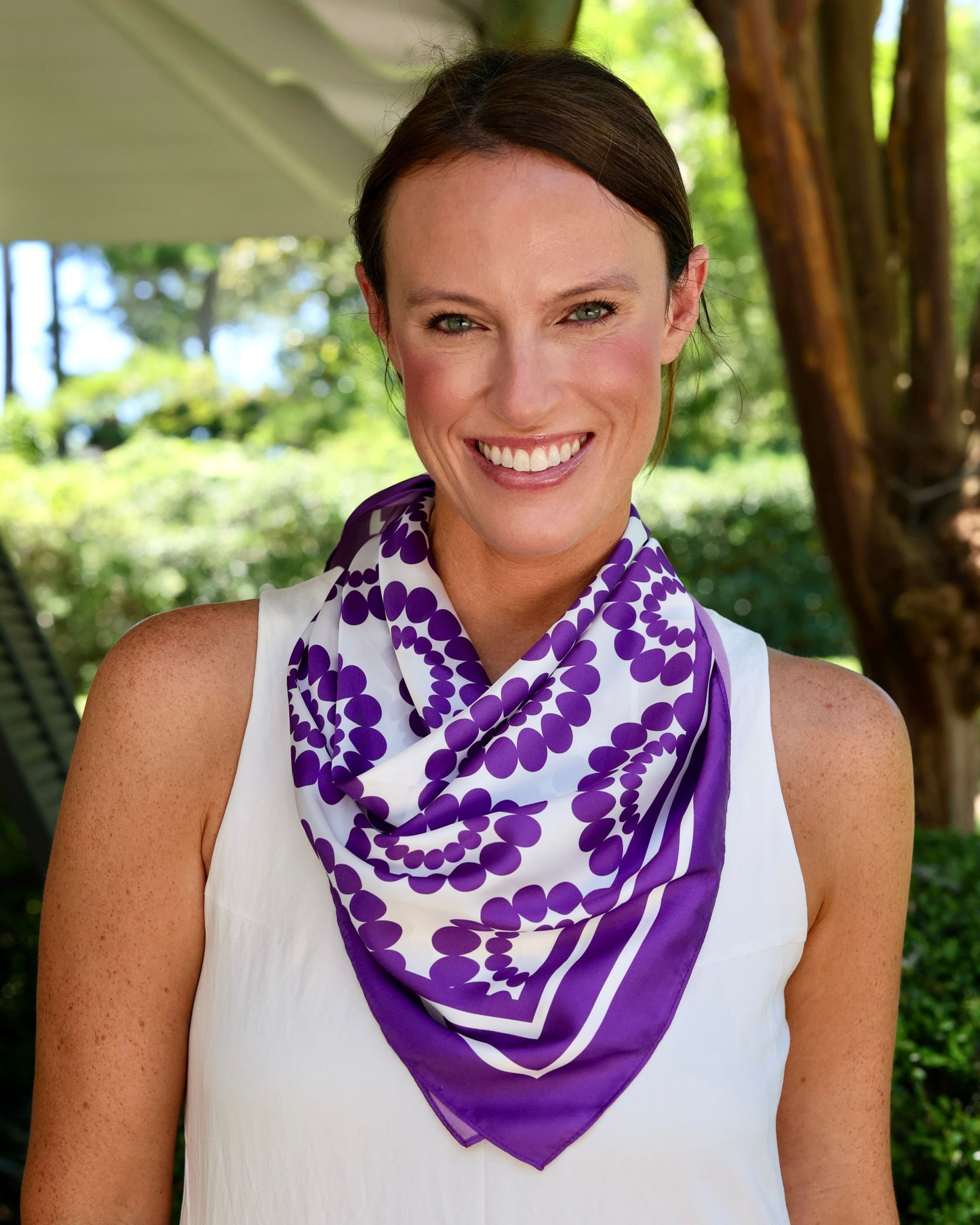 Lucy Floral Scarf Medium Purple White
