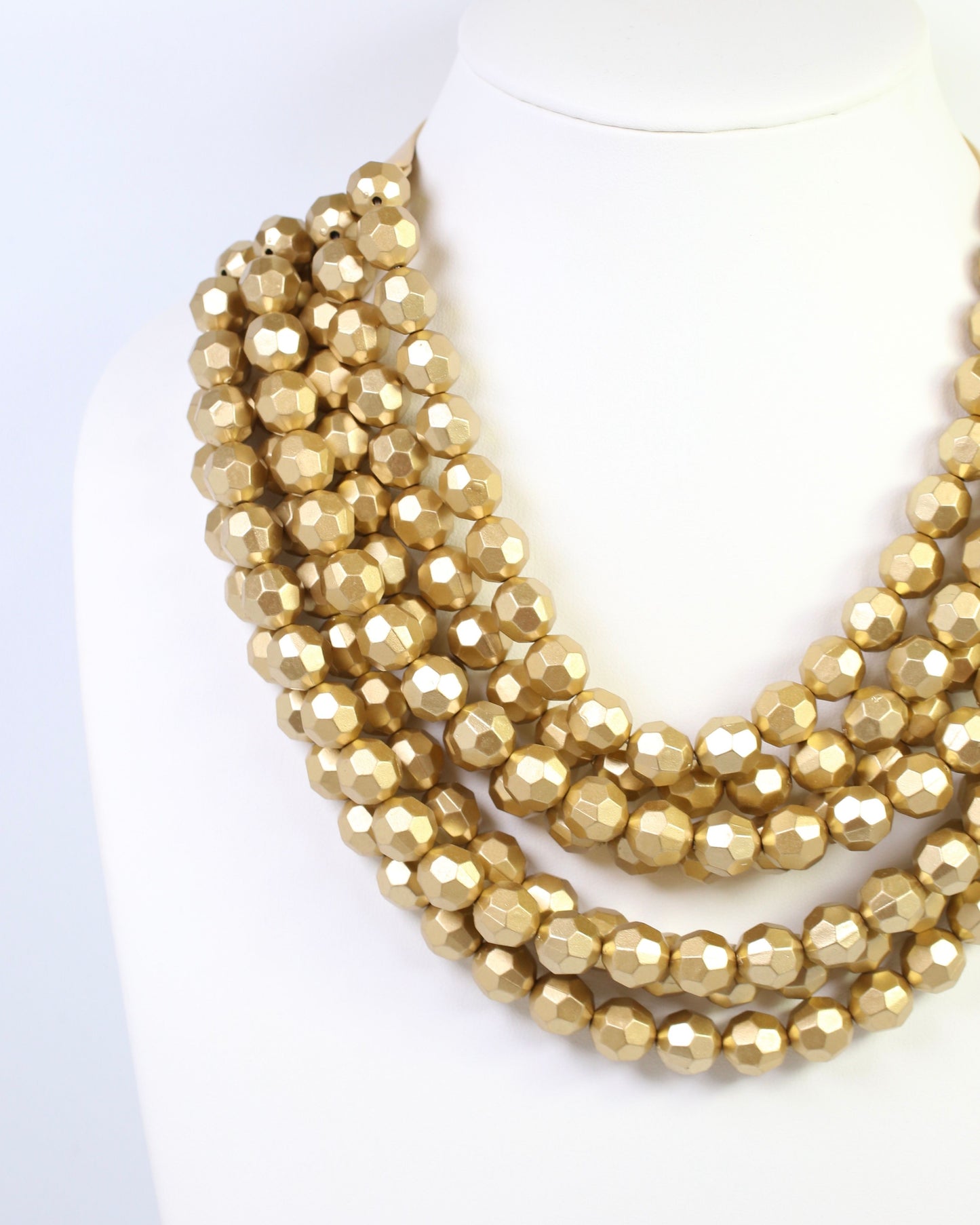 Cadence Multi Layered Beaded Necklace Worn Gold