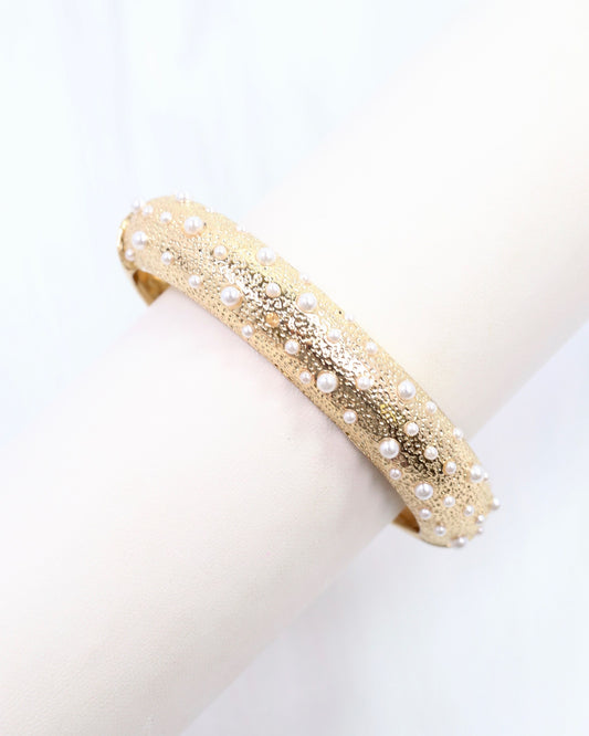 Danice Textured Gold Bracelet Pearl
