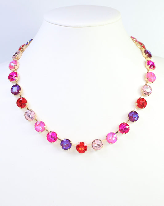 Donimica Rhinestone Necklace Pink Multi