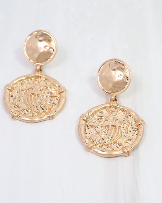 Innes Coin Drop Earring Worn Gold