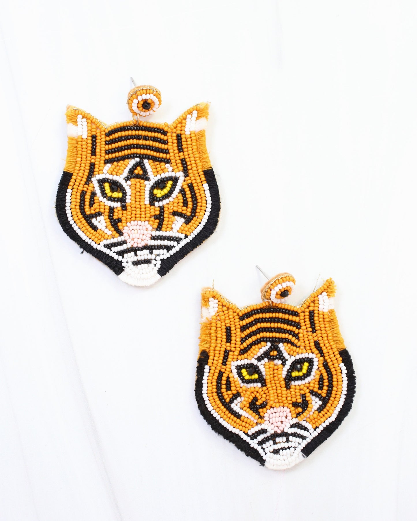 Tiger King Beaded Earring Tan