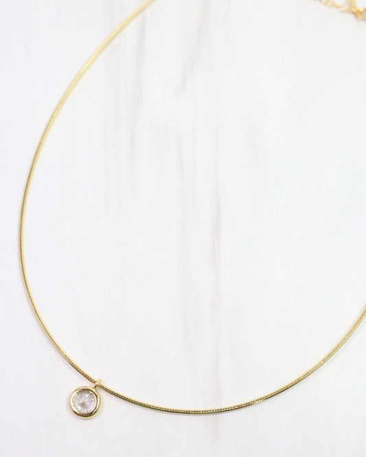Eunice Round CZ Chain Necklace WR Gold