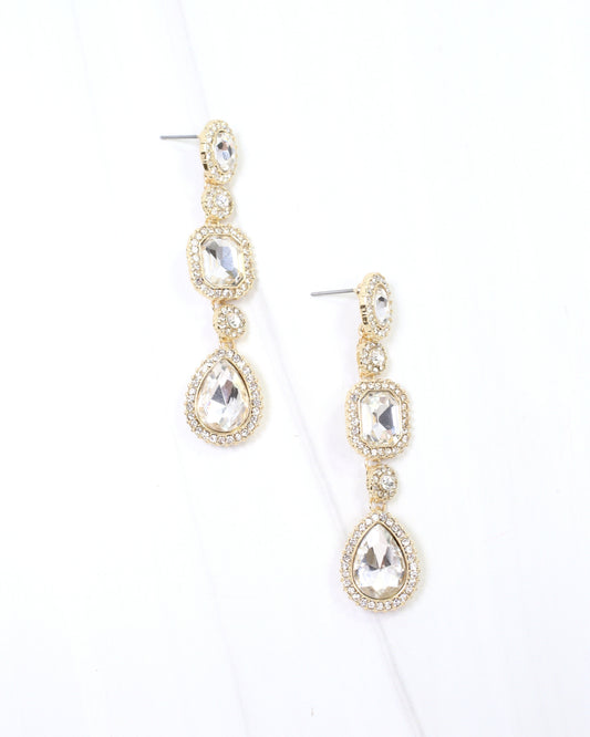 Beacon Crystal Line Drop Earring Gold