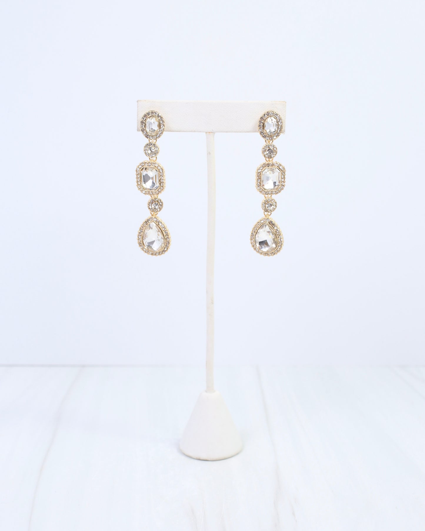 Beacon Crystal Line Drop Earring Gold