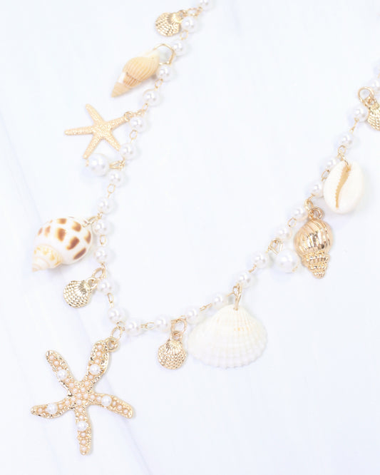 Anabel Pearl Sealife Necklace Cream