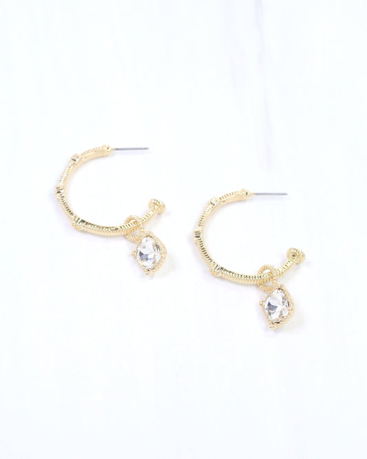 Anika Textured Medium Hoop With Dangle Clear