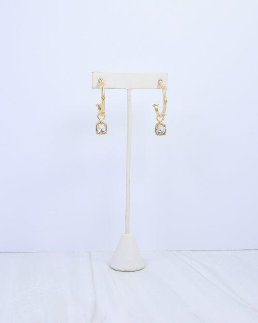 Anika Textured Medium Hoop With Dangle Clear