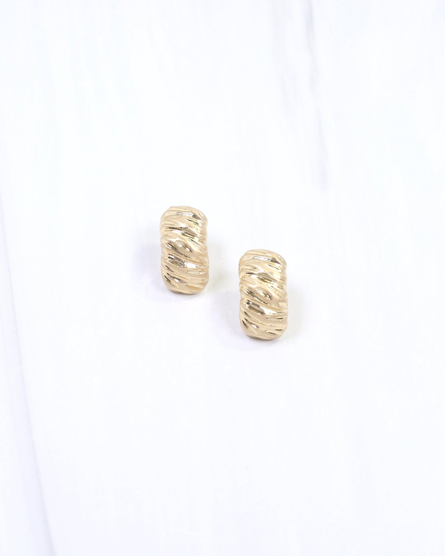 Annalise Textured Semi Hoop Earring Worn Gold