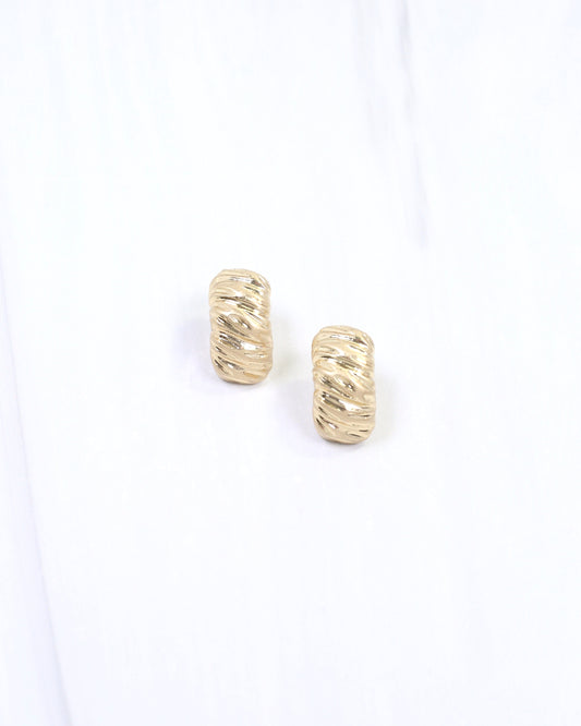 Annalise Textured Semi Hoop Earring Worn Gold