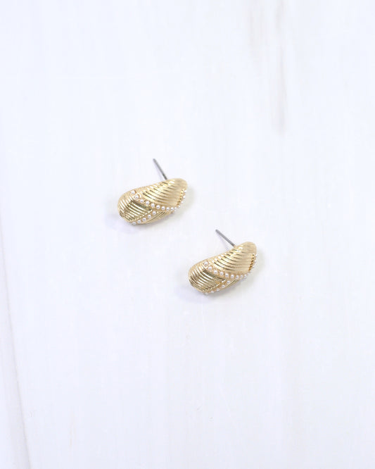 Annamarie Textured Pearl Lined Earring Gold