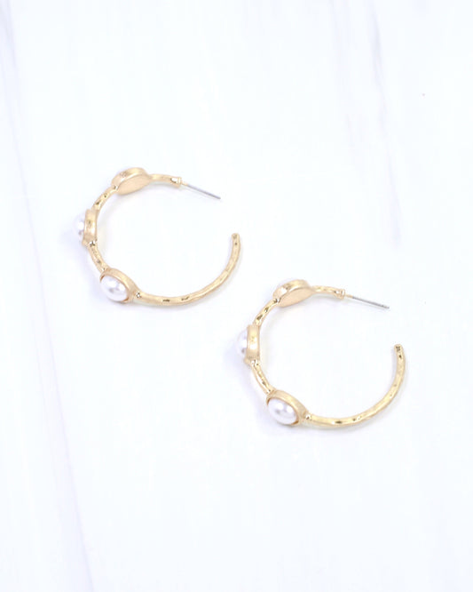 Arabelle Oval Pearl Hoop Earring Worn Gold