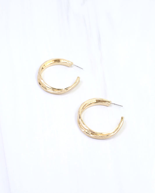 Asia Twisted Hoop Earring Worn Gold