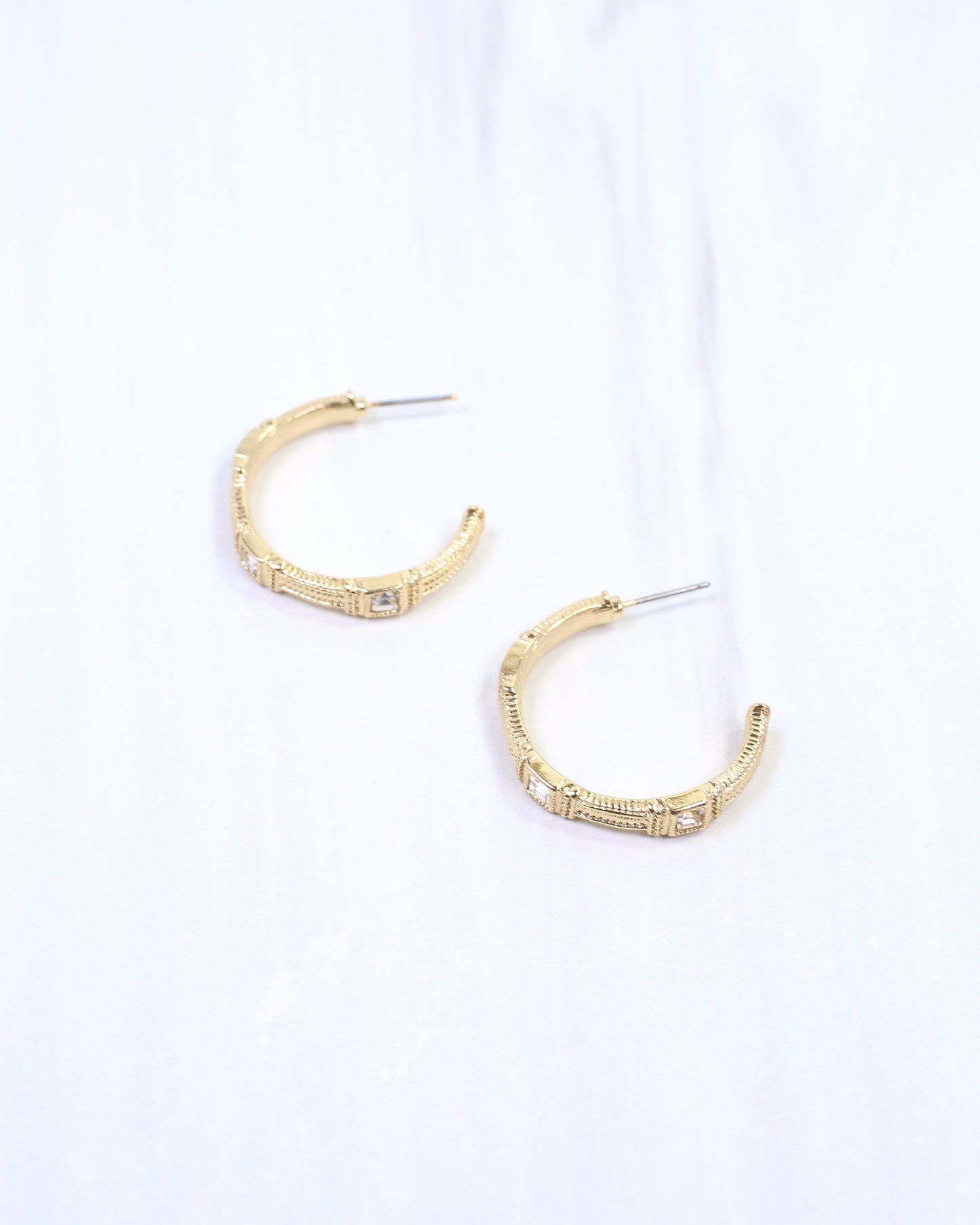 Ania Textured Medium Hoop Earring Clear