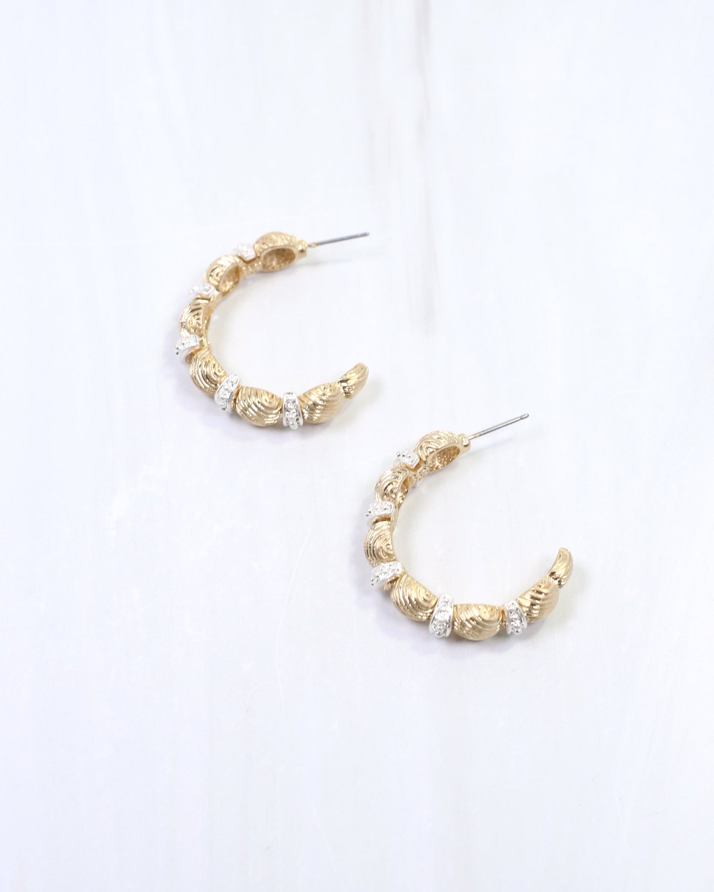 Anvi Textured Hoop Earring Worn Gold