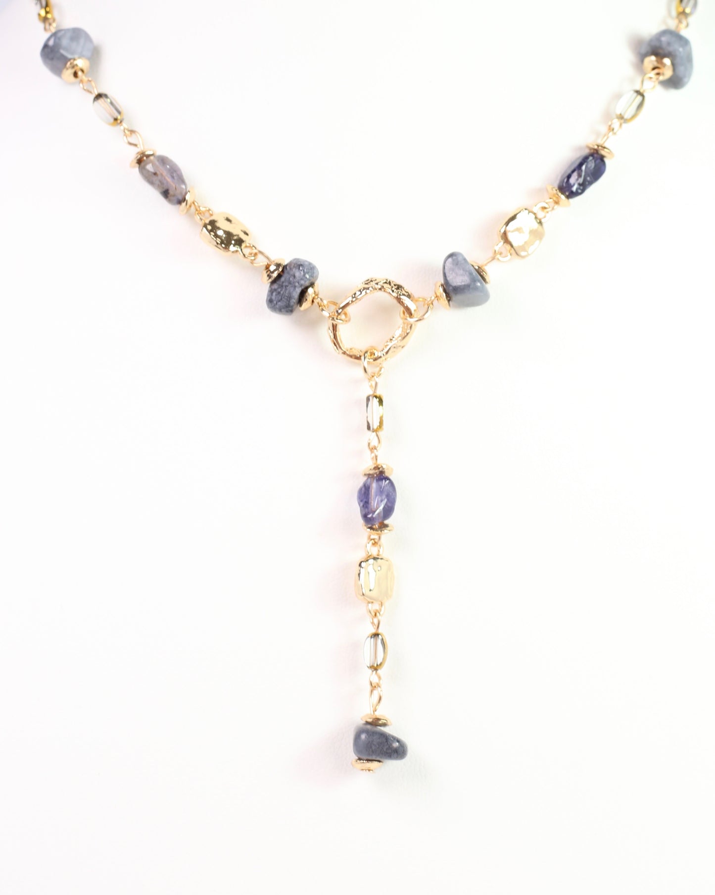 Letti Stone Y Necklace Grey