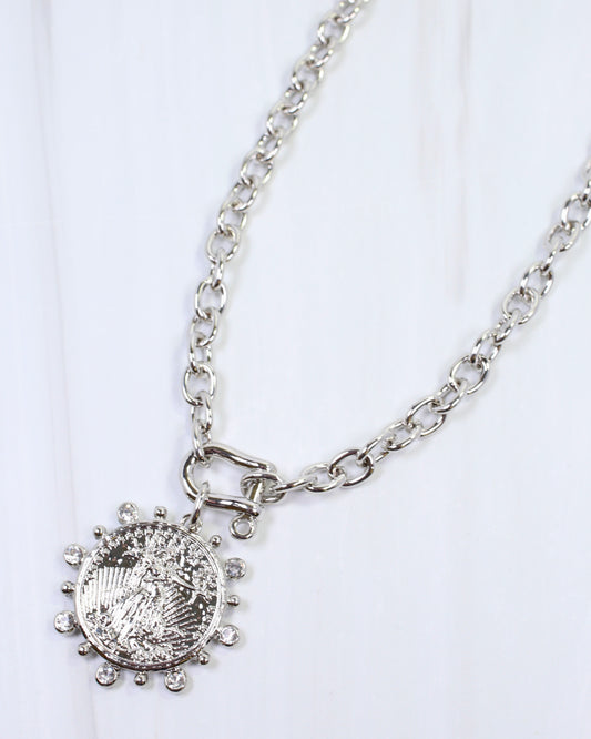 Armidale Horsebit Coin Necklace Silver