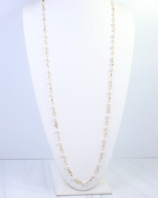 Aribella Crystal Pearl Necklace Gold