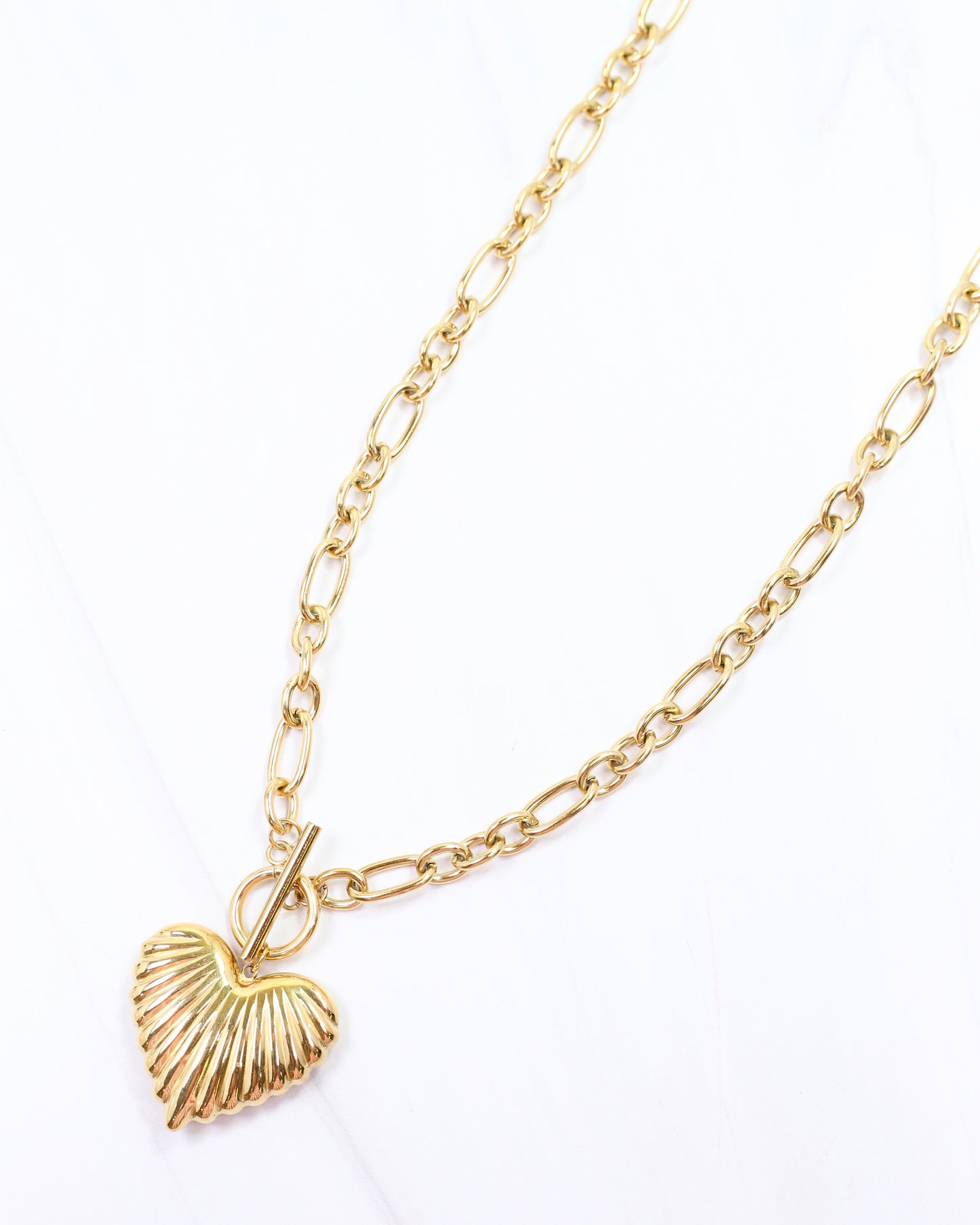 Kathi K Heart Charm Necklace Gold