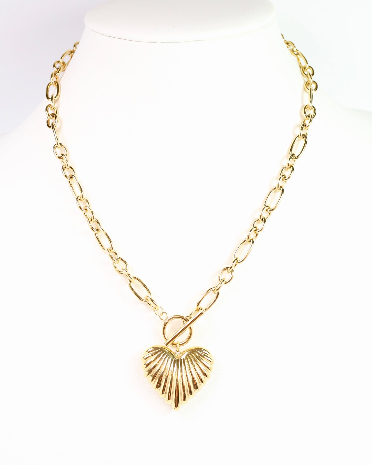 Kathi K Heart Charm Necklace Gold