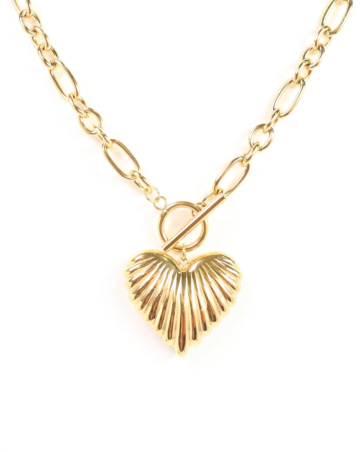 Kathi K Heart Charm Necklace Gold