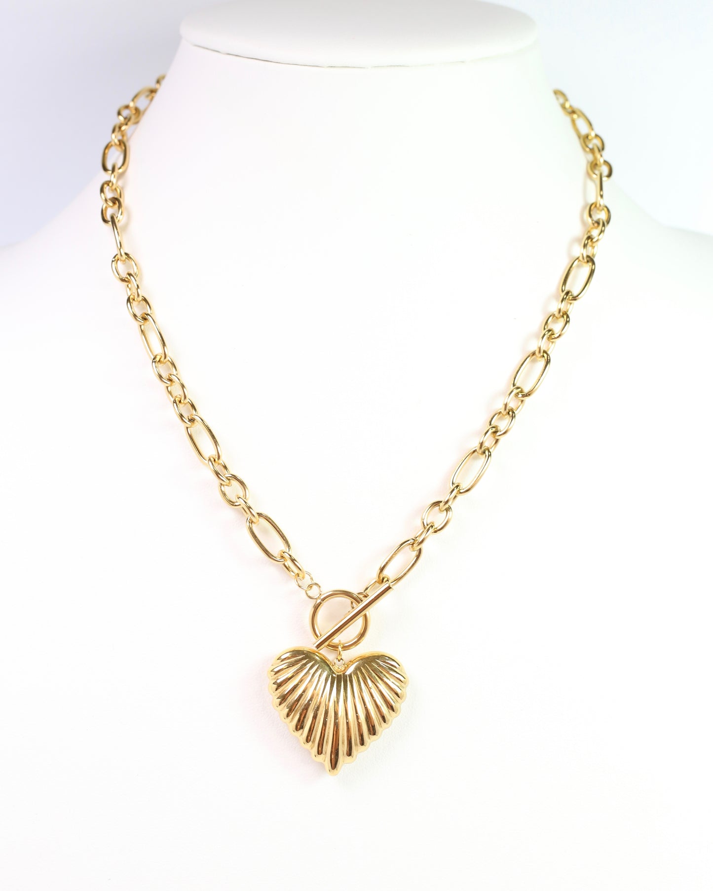 Kathi K Heart Charm Necklace Gold