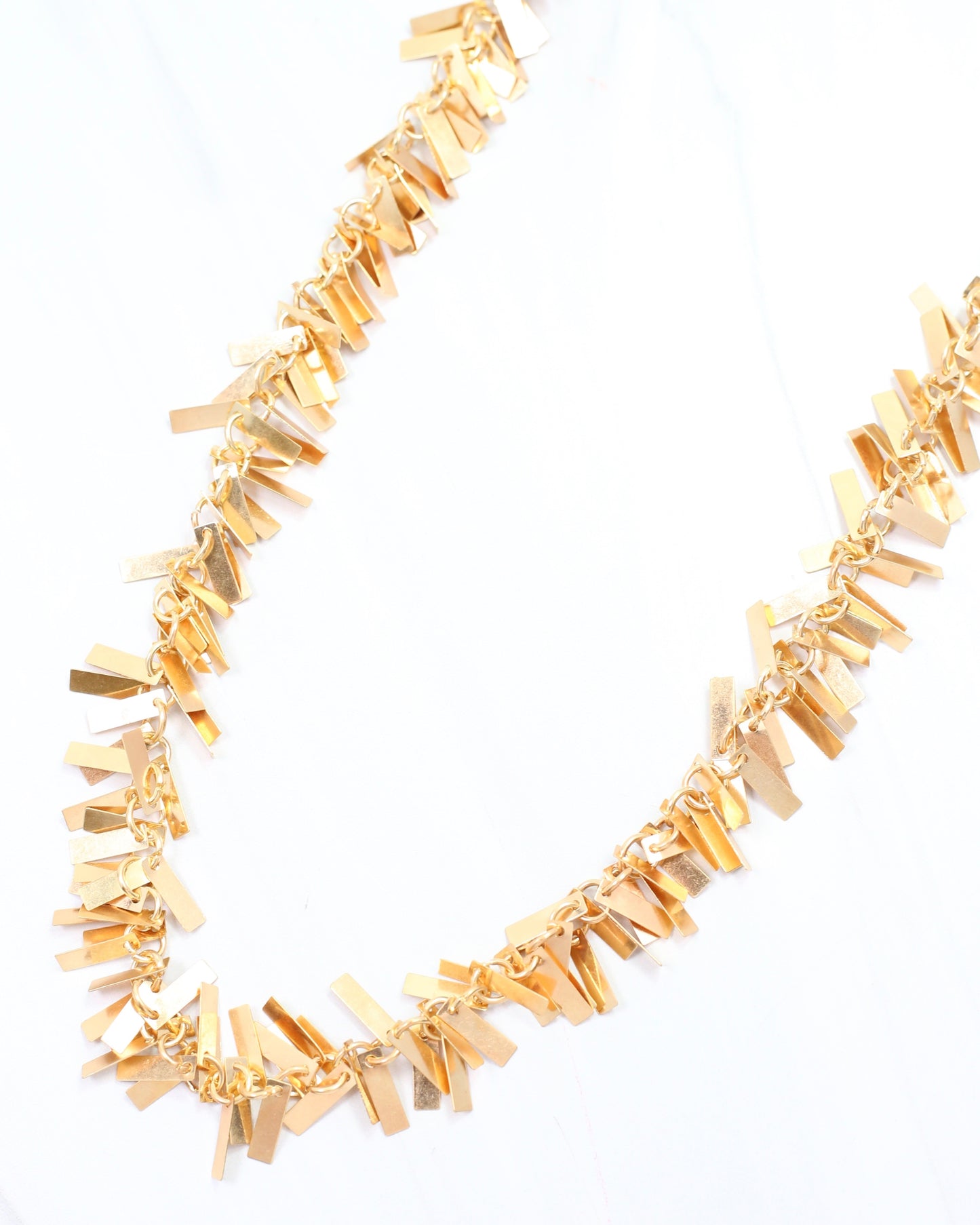 Kate Metal Fringe Necklace Worn Gold