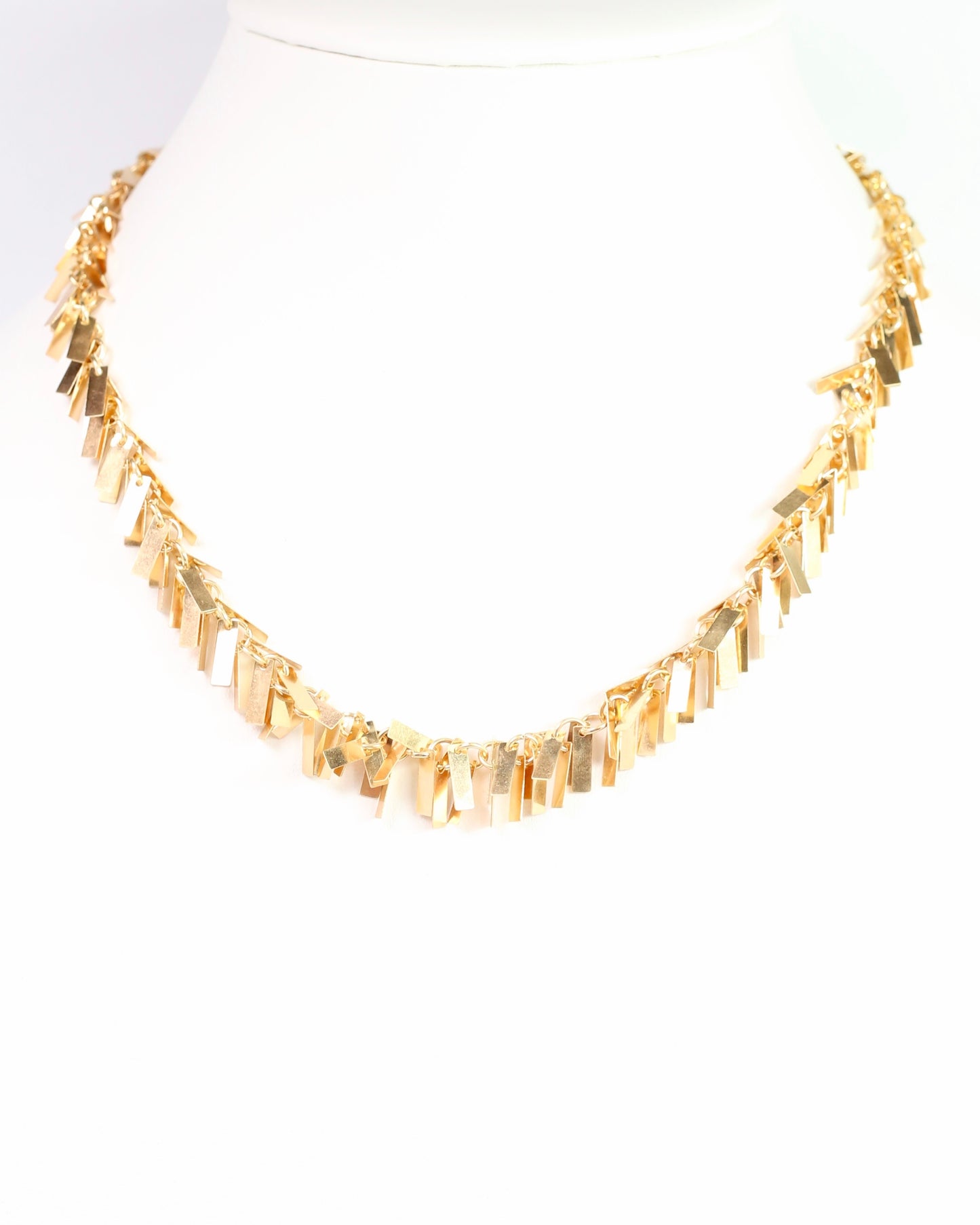 Kate Metal Fringe Necklace Worn Gold
