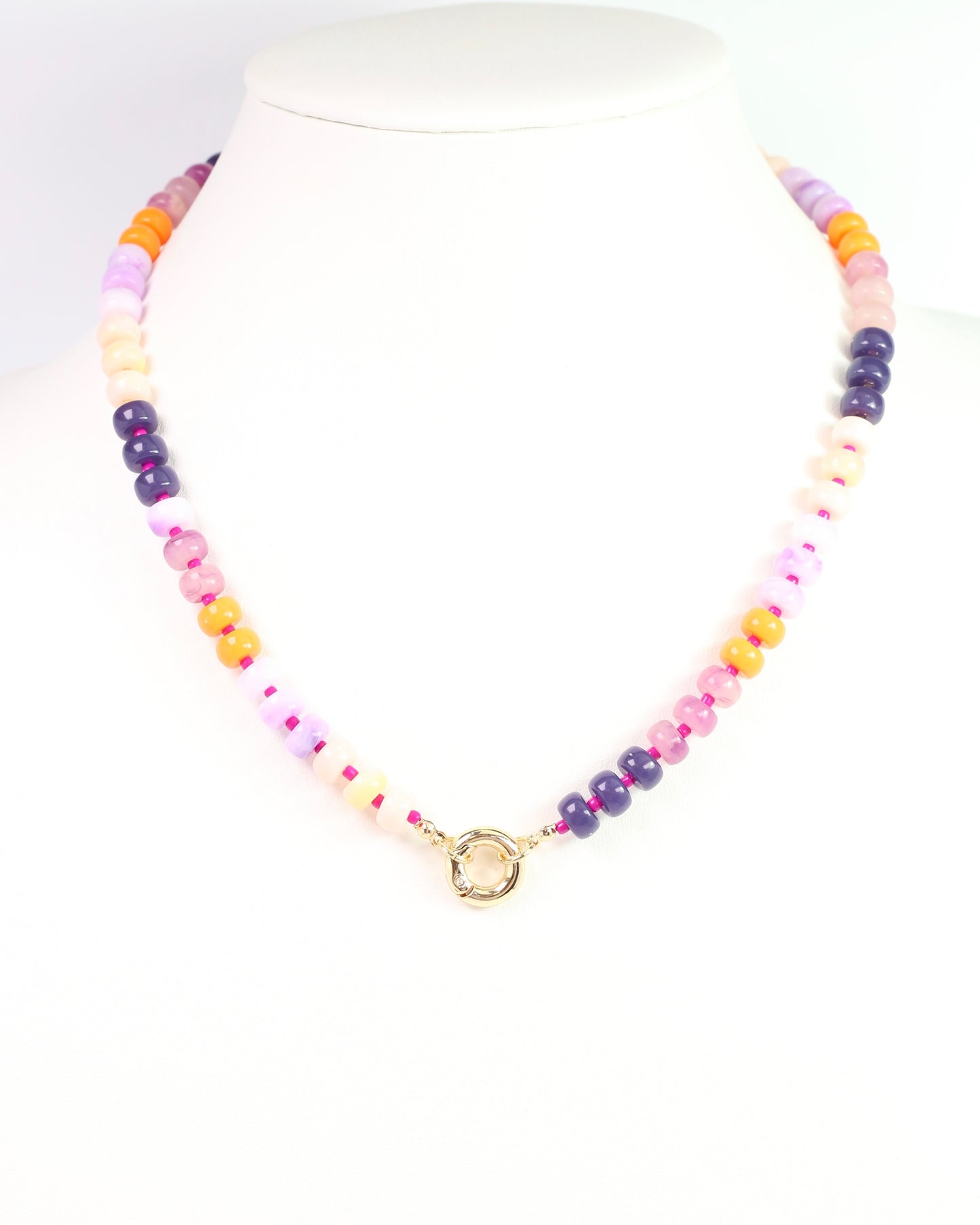 Iris Beaded Necklace Purple Orange