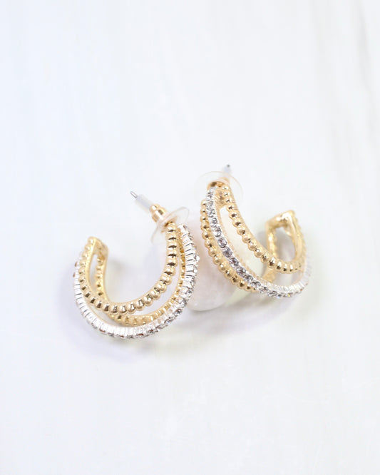 Beatrice Three Line Hoop Earring Gold Silver