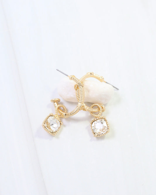 Anika Textured Medium Hoop With Dangle Clear