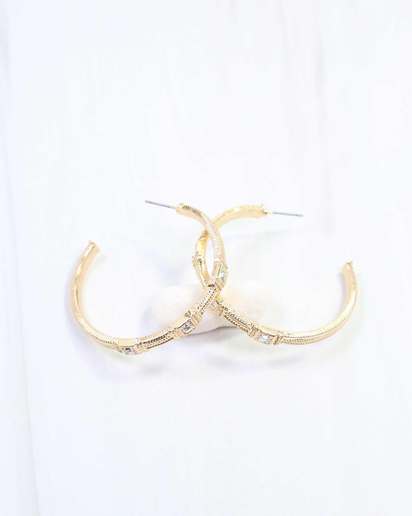 Ania Textured Large Hoop Earring Clear