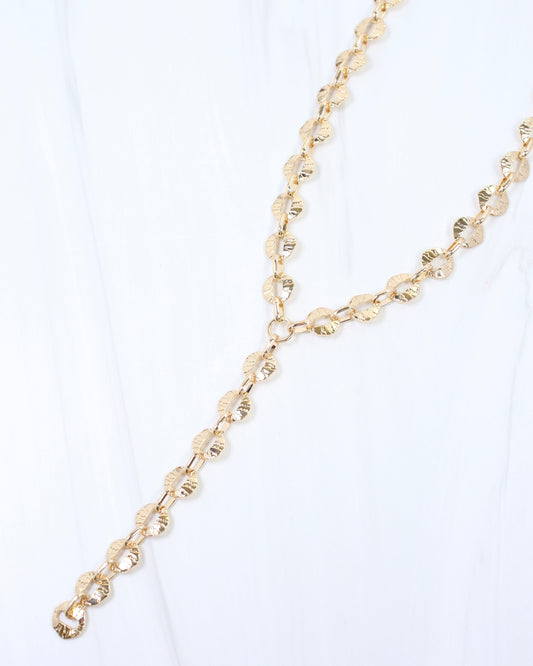 Andi Textured Chain Y Necklace Gold