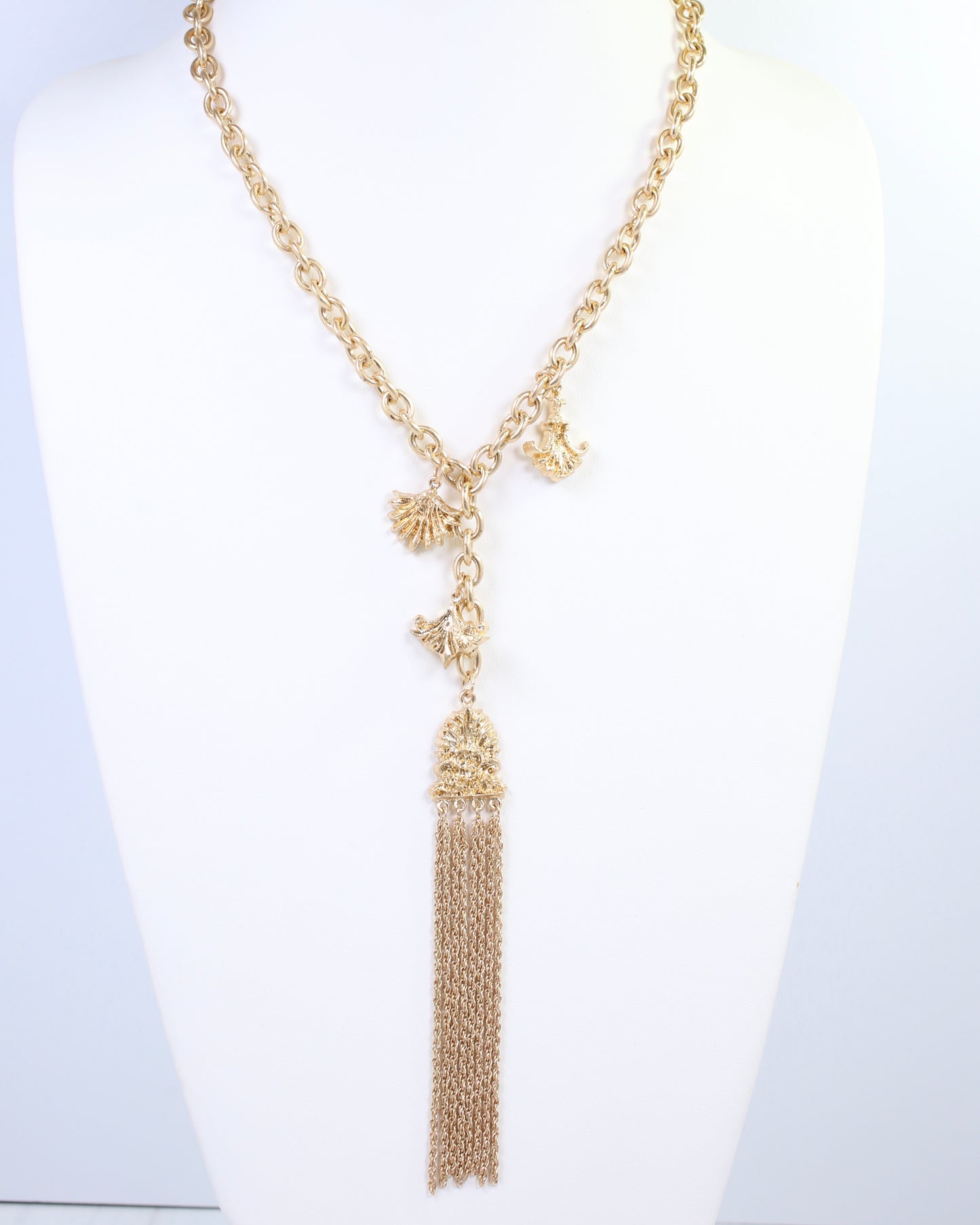 Aeris Vintage Long Y Necklace Worn Gold