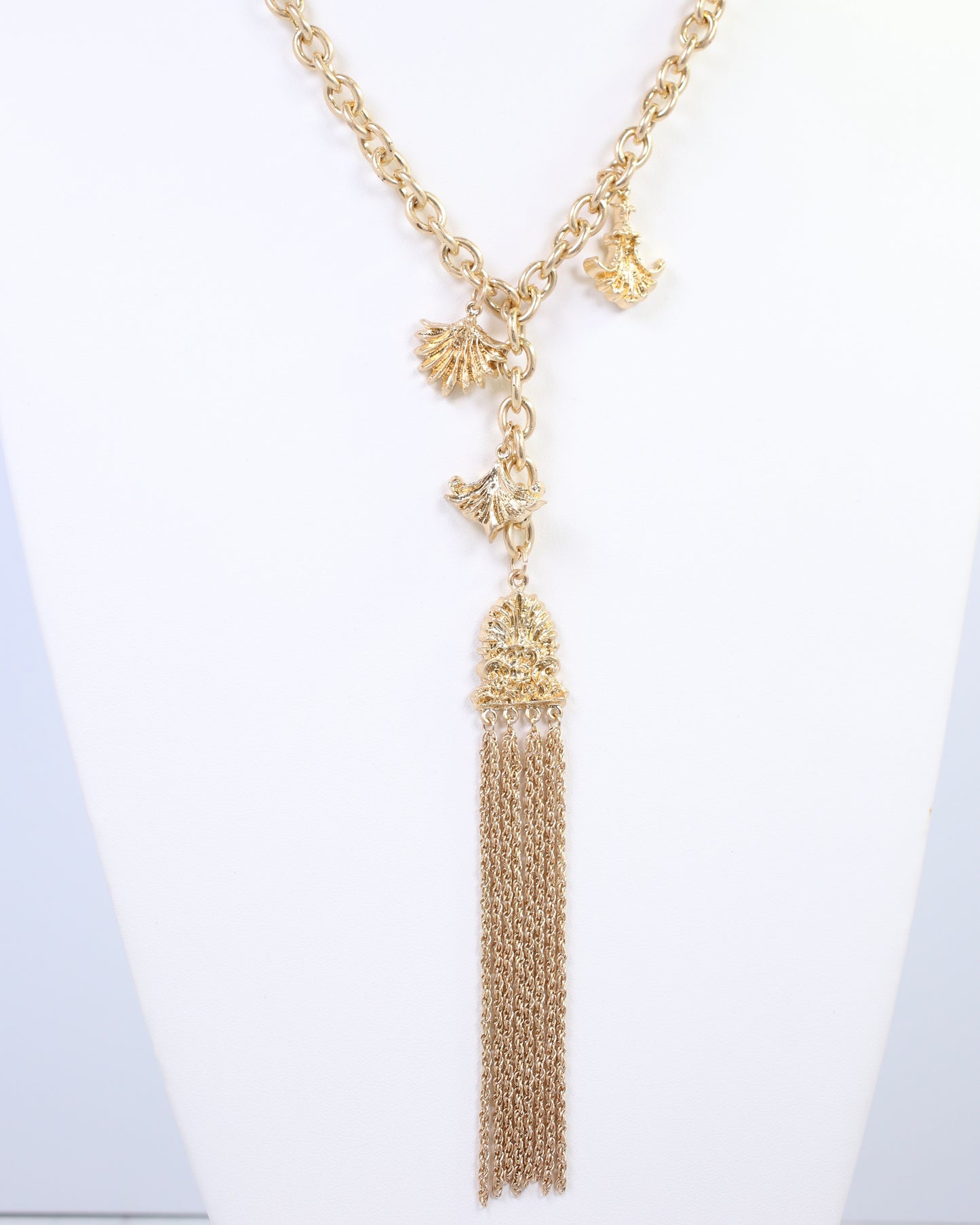 Aeris Vintage Long Y Necklace Worn Gold