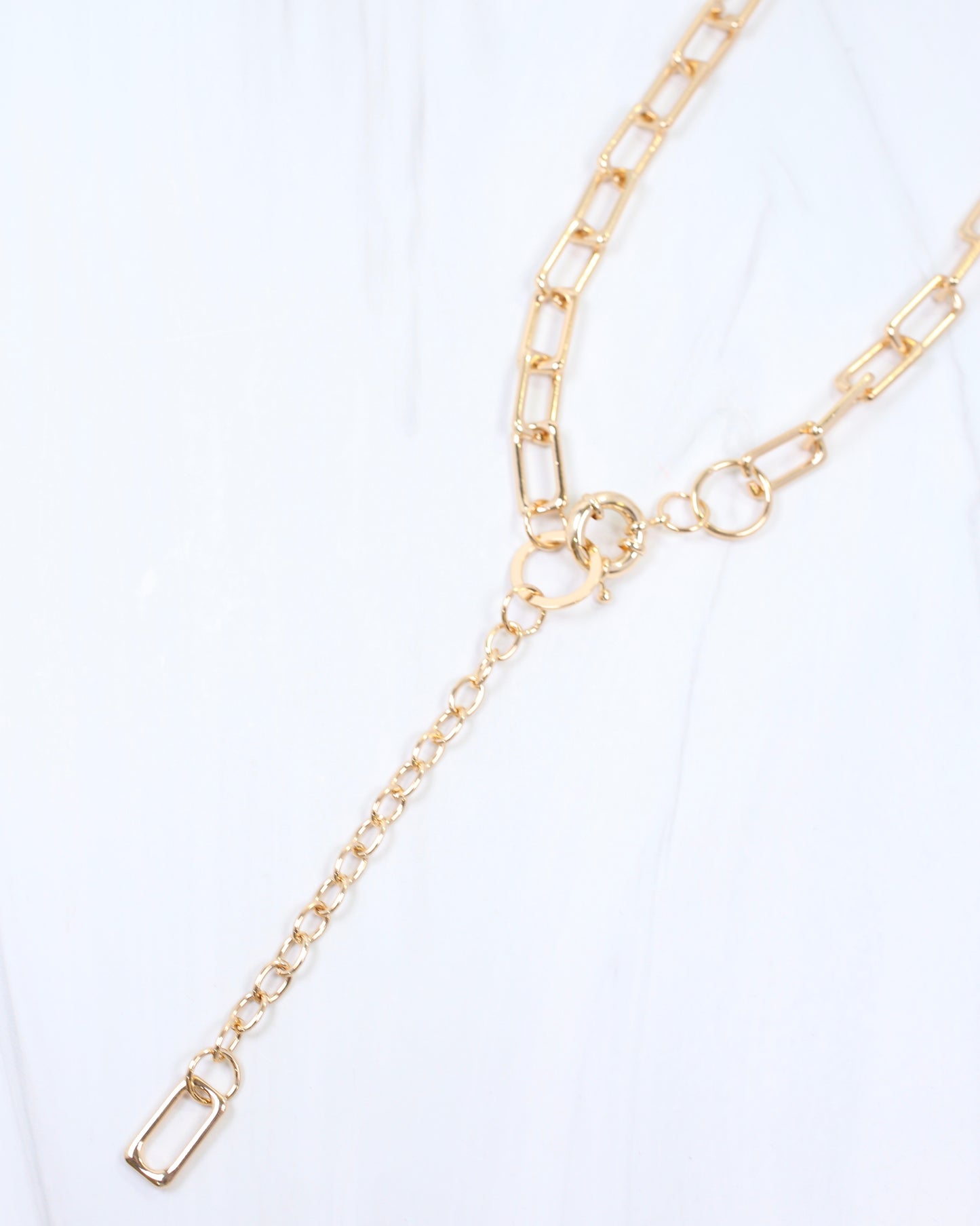 Amerie Square Link Y Necklace Gold