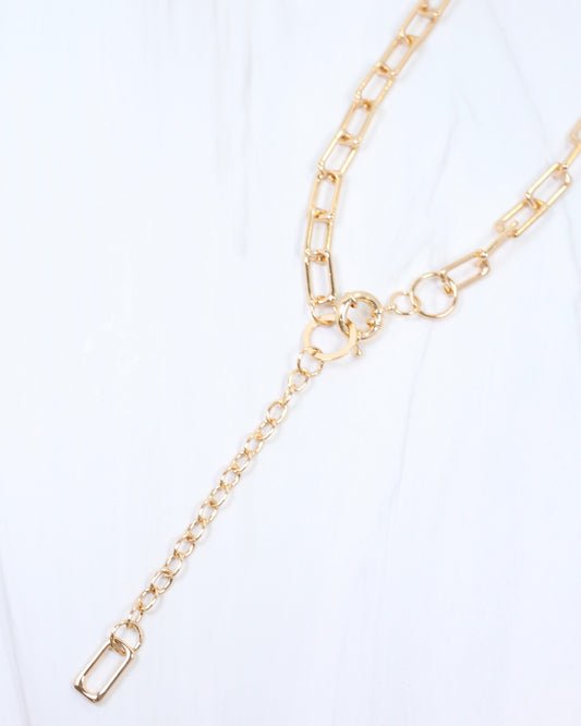 Amerie Square Link Y Necklace Gold