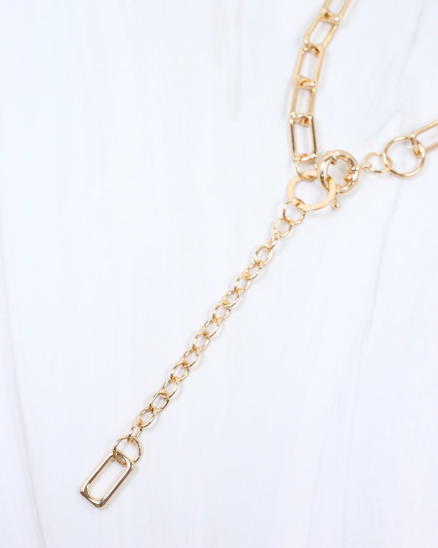 Amerie Square Link Y Necklace Gold