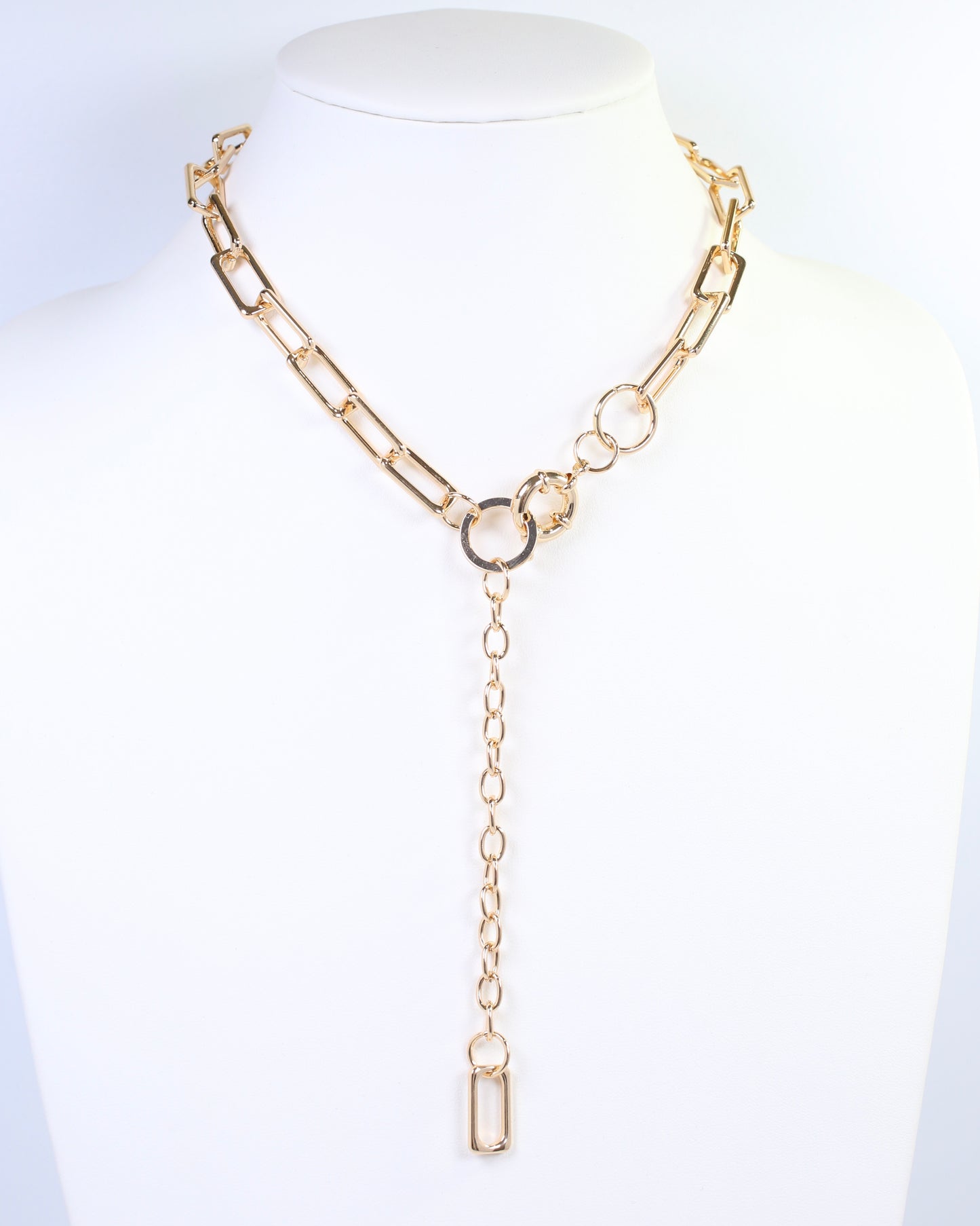 Amerie Square Link Y Necklace Gold