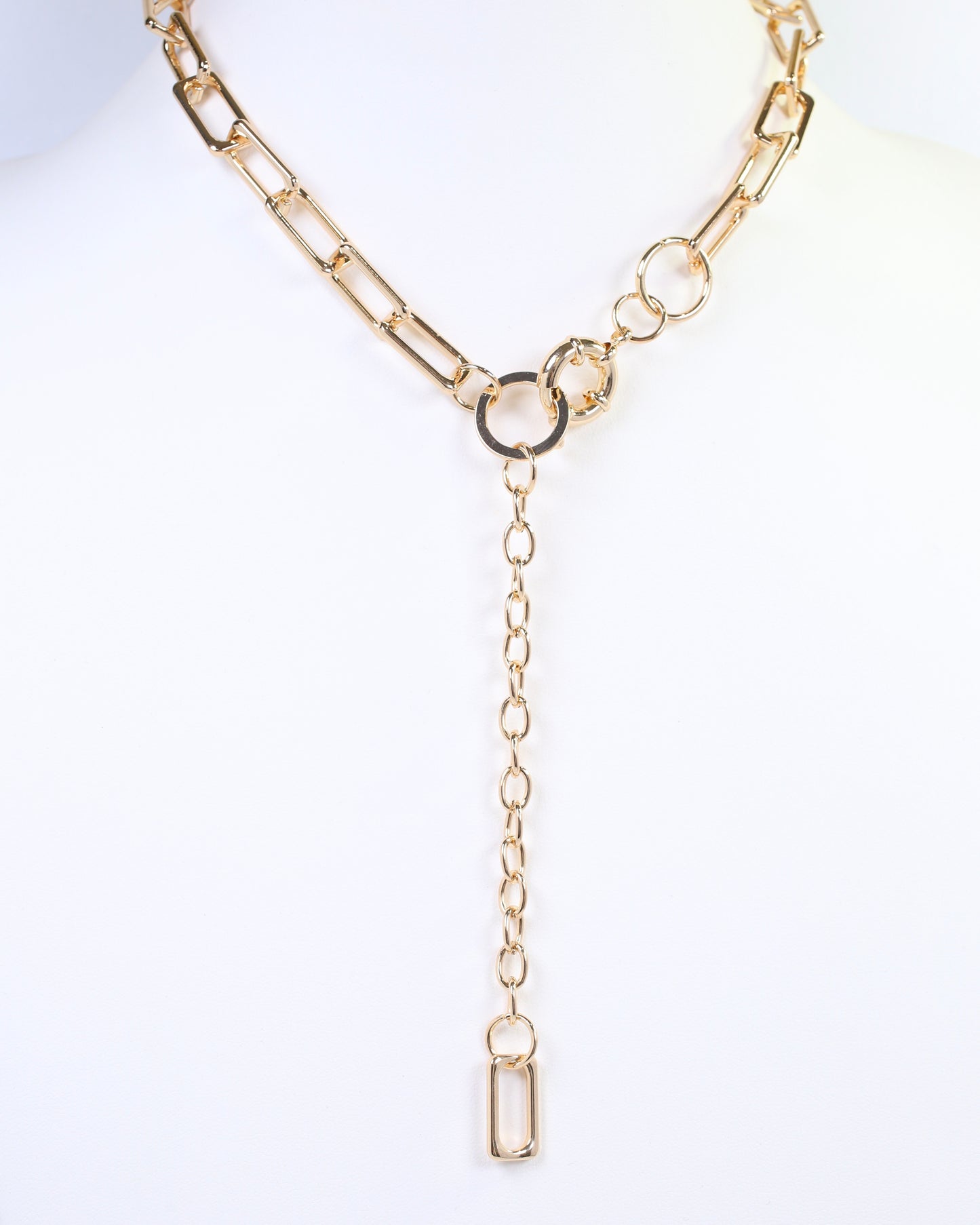 Amerie Square Link Y Necklace Gold