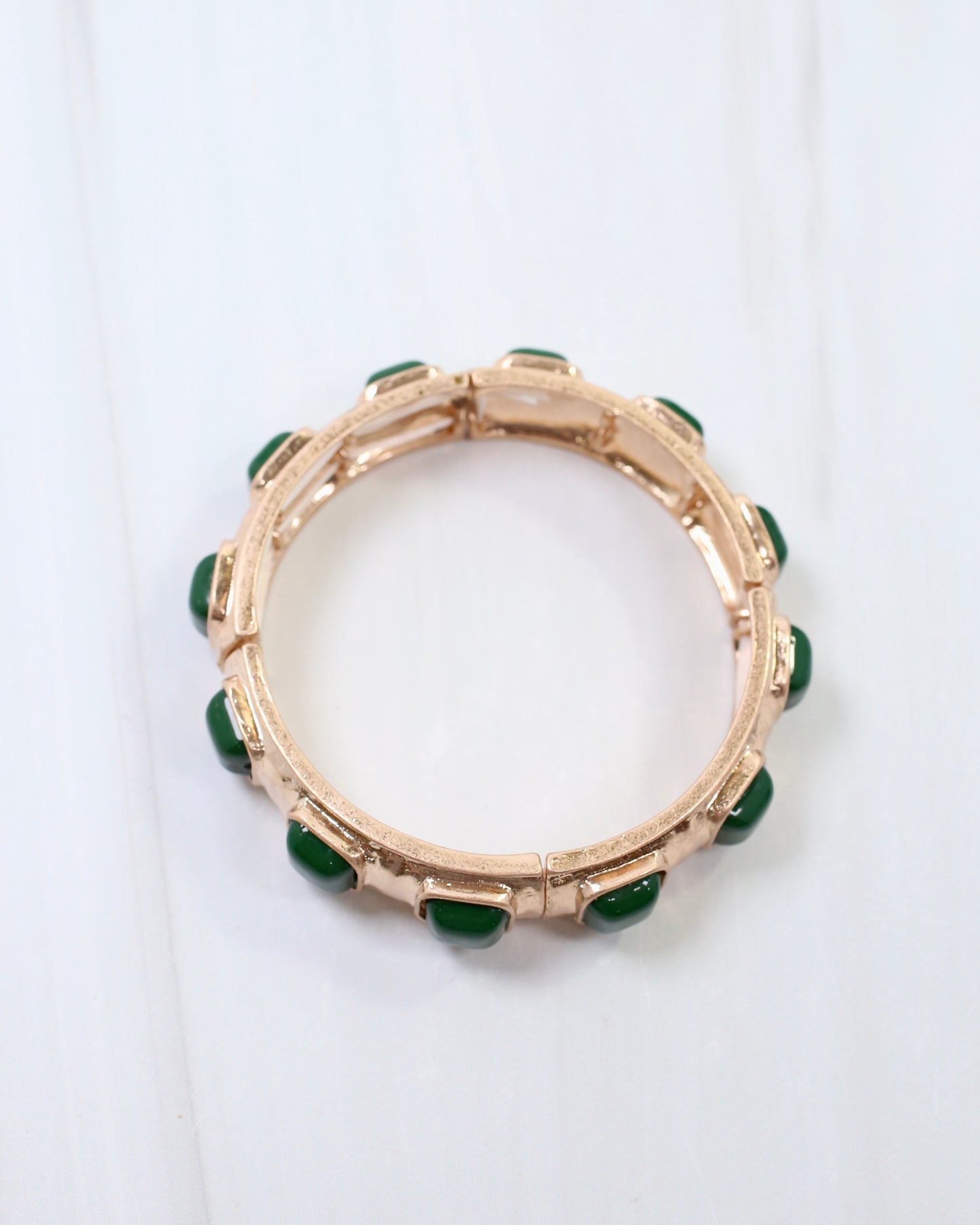 Allie Hammered Gold Stretch Bracelet Green