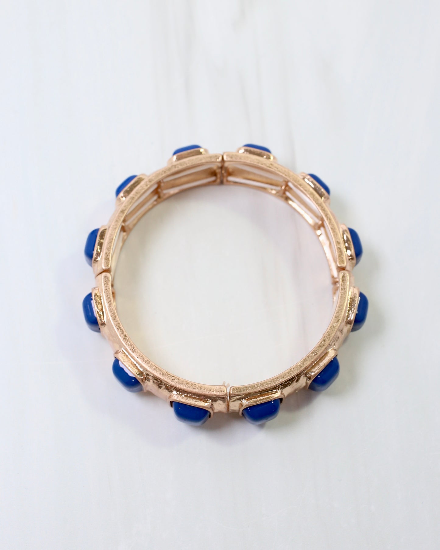 Allie Hammered Gold Stretch Bracelet Blue