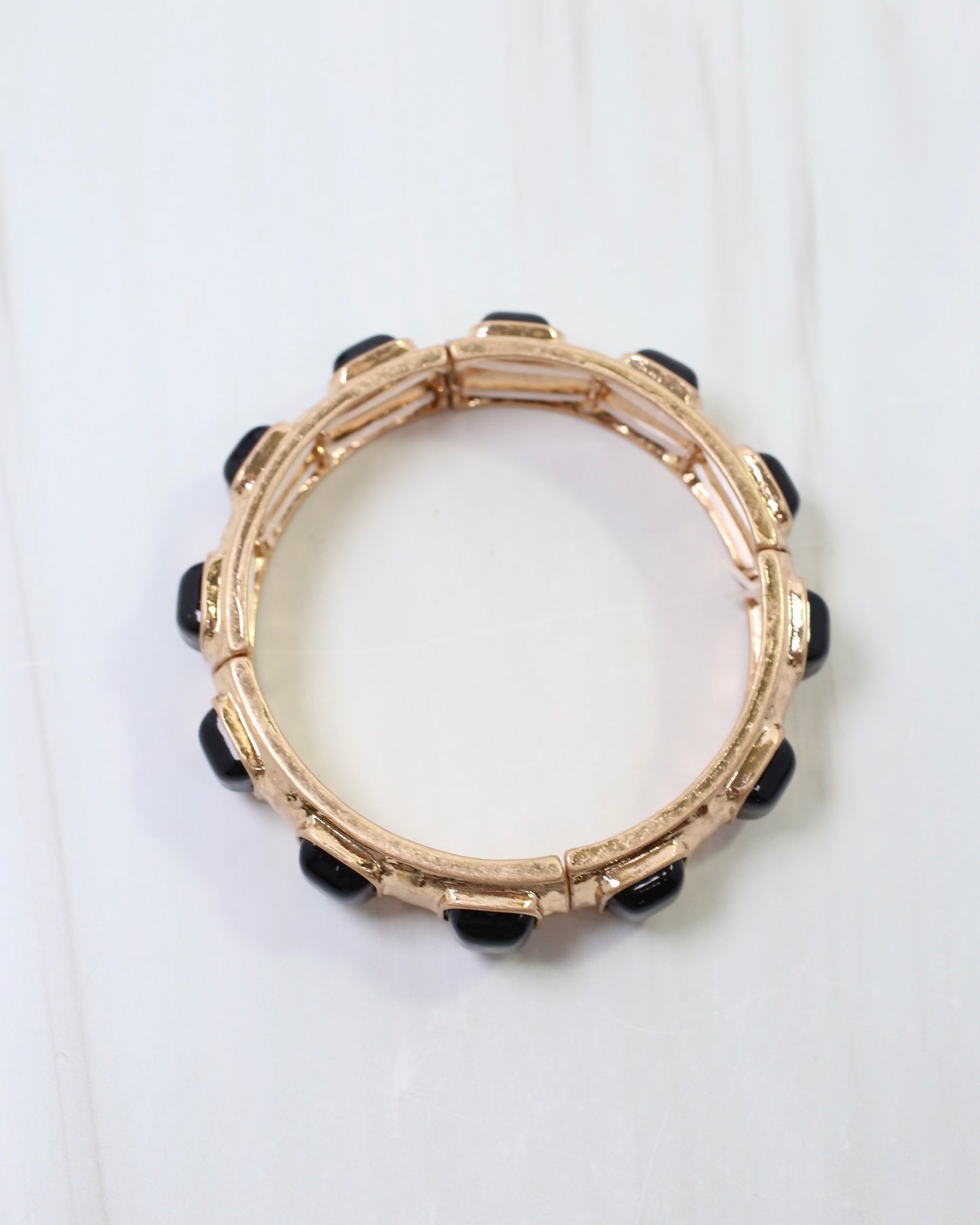 Allie Hammered Gold Stretch Bracelet Black
