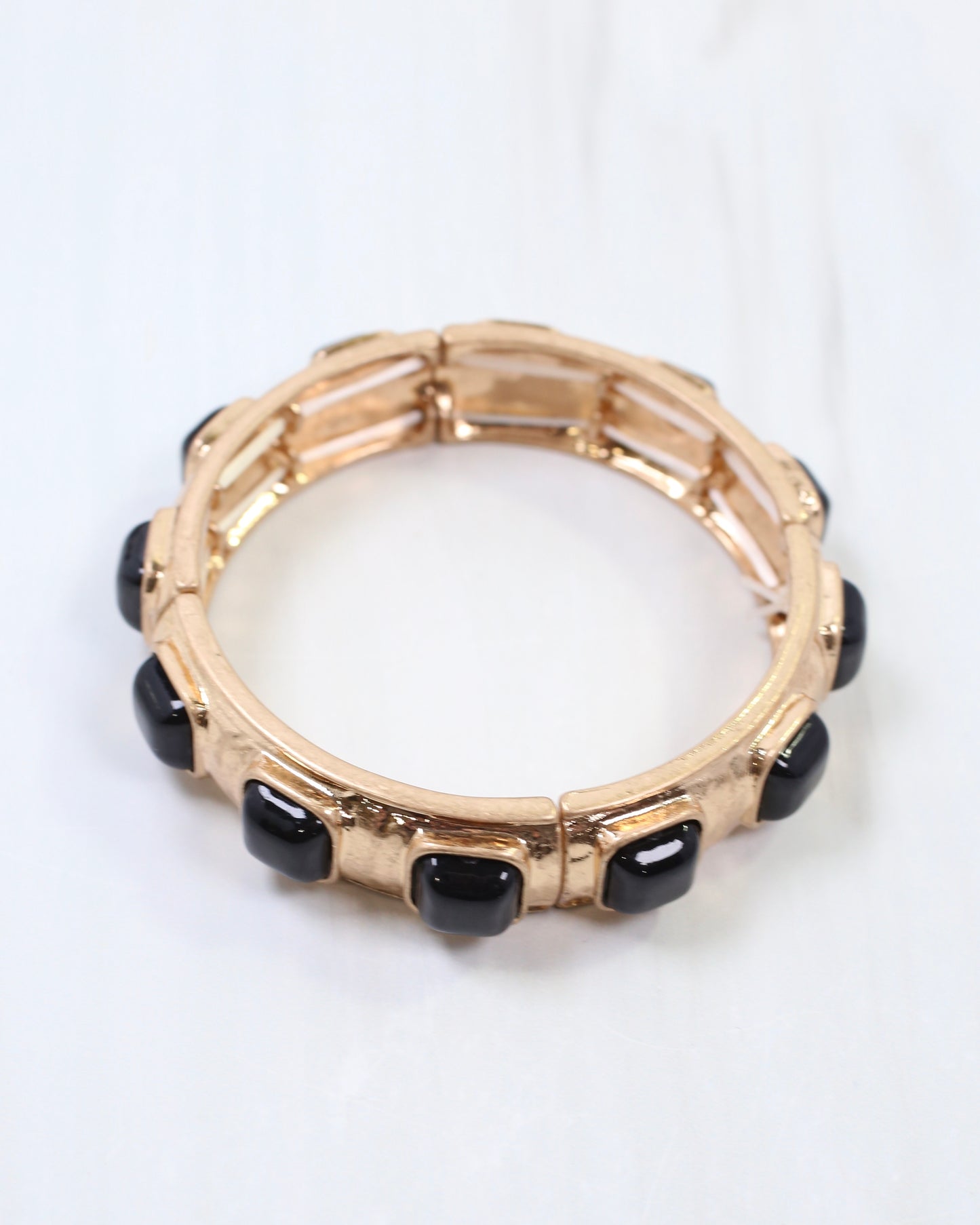 Allie Hammered Gold Stretch Bracelet Black