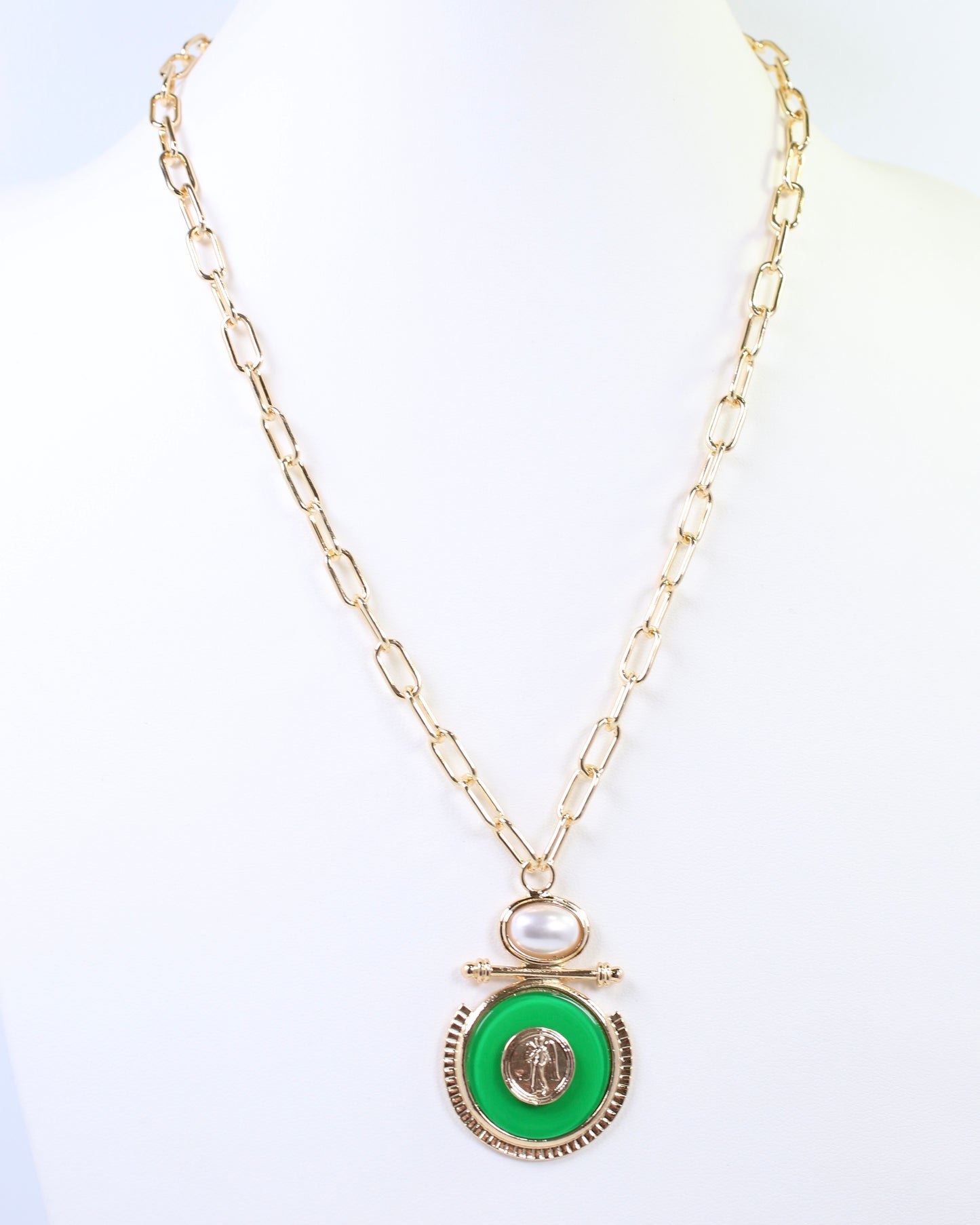 Moru Circle Pendant Necklace Green