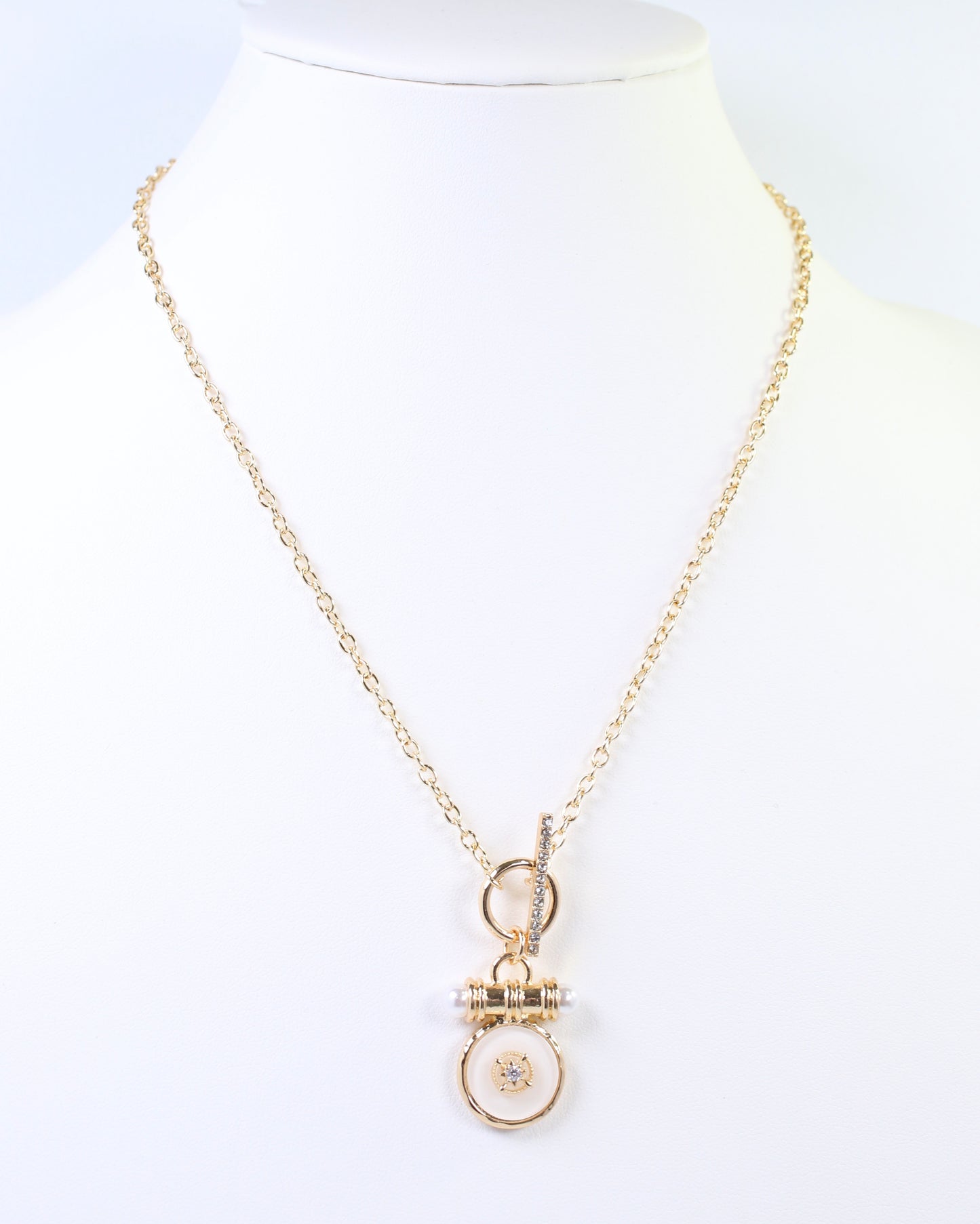 Kurri Circle Drop Necklace White