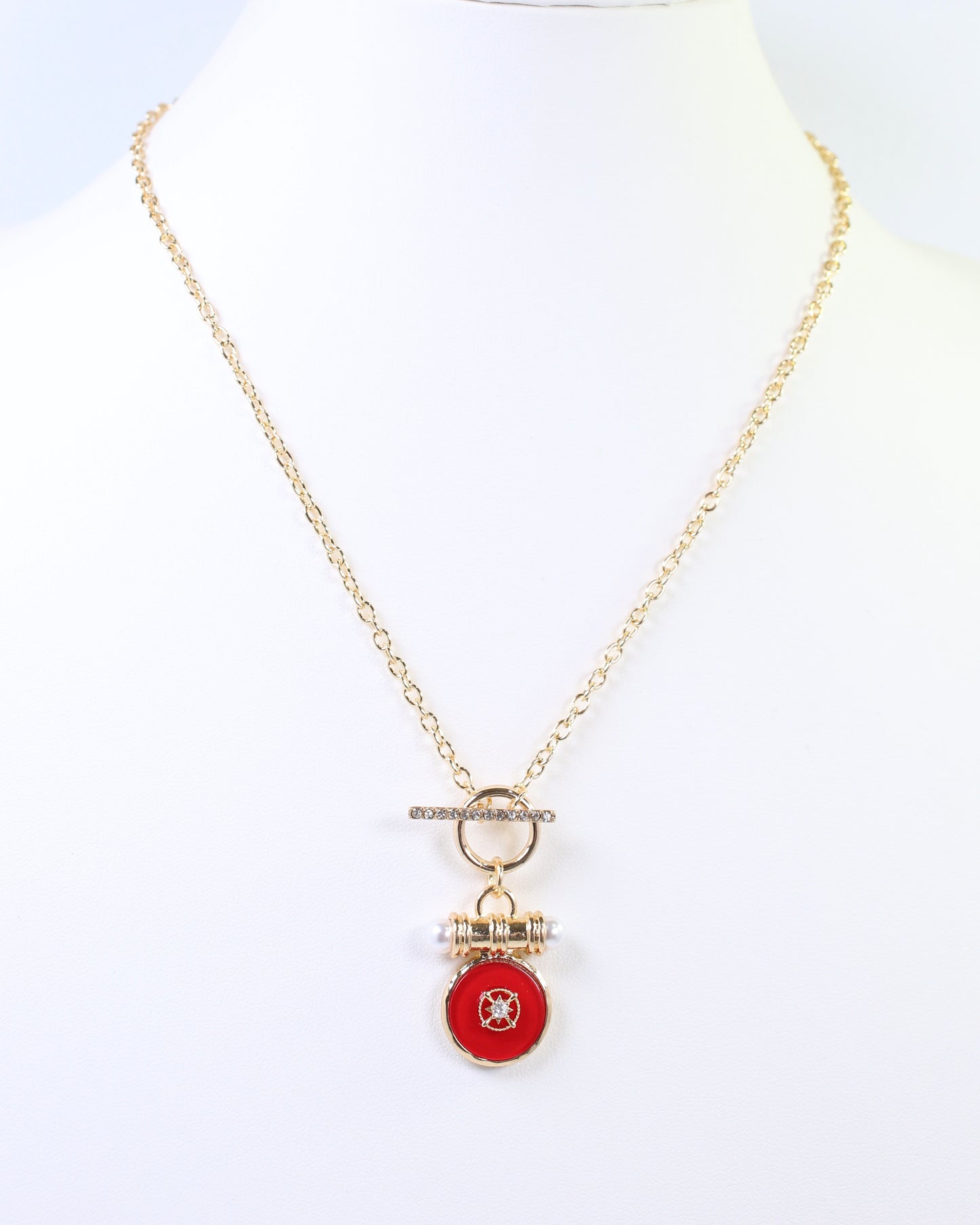 Kurri Circle Drop Necklace Red