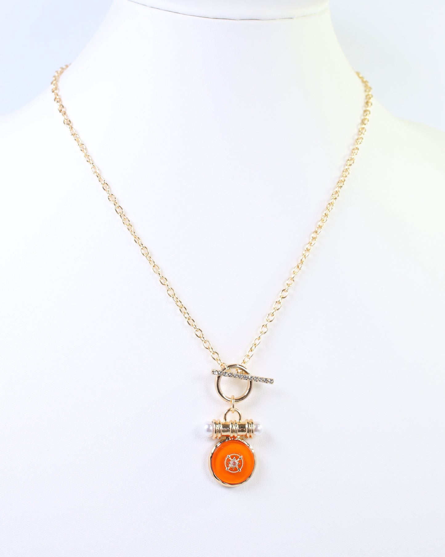 Kurri Circle Drop Necklace Orange