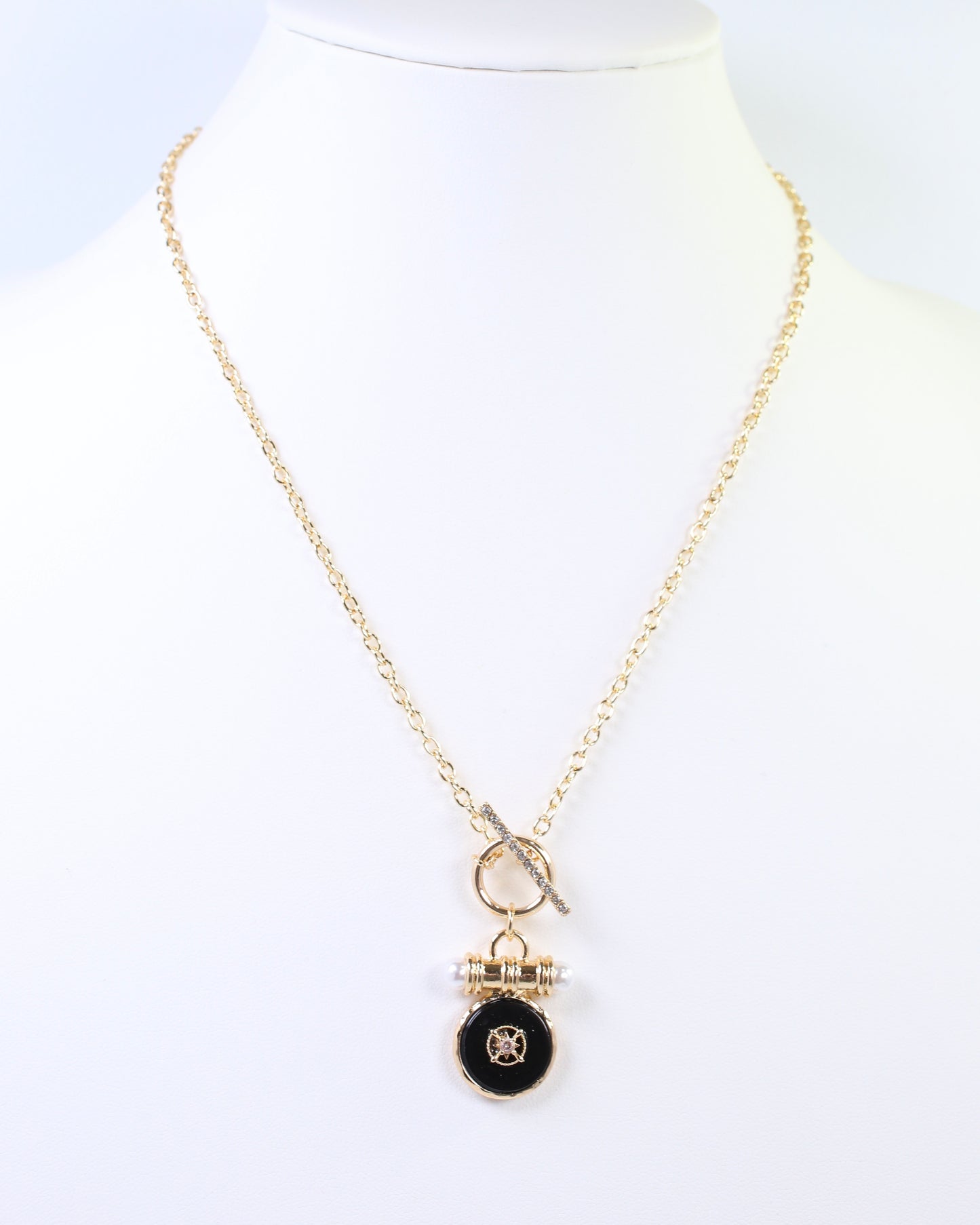 Kurri Circle Drop Necklace Black
